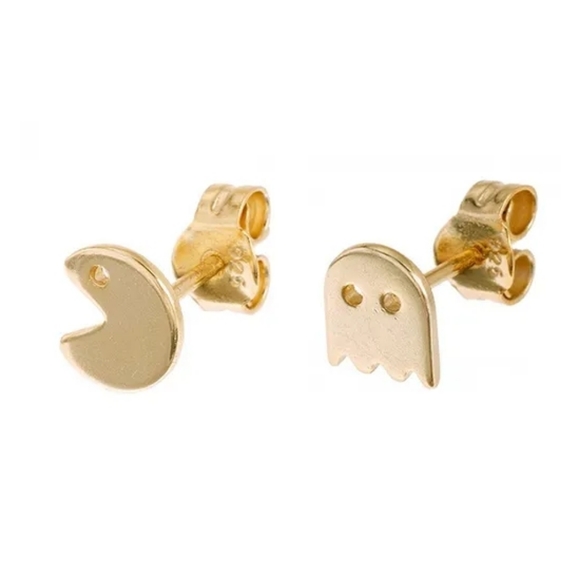 NEW 14k Gold Diamond Pac Man Stud Earrings - Picture 6 of 8